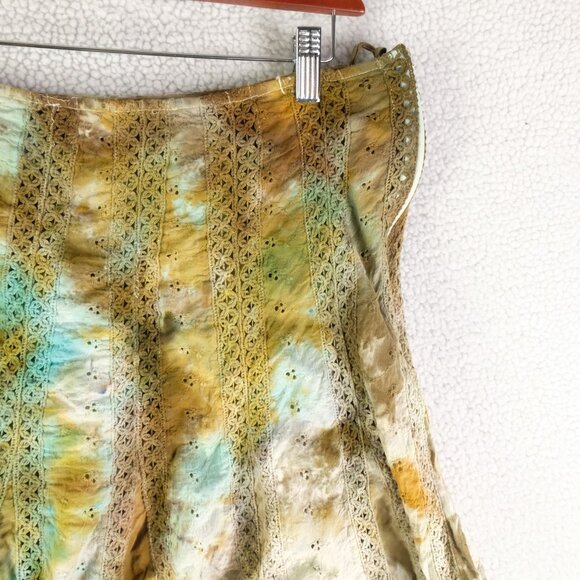 Scully Skirt Womens Large Boho Flare Ethnic Tie Dye Crochet Lace Festival - Picture 2 of 8
